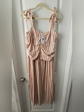 Torrid Shirred Tie-Shoulder Tea Length Dress NWT